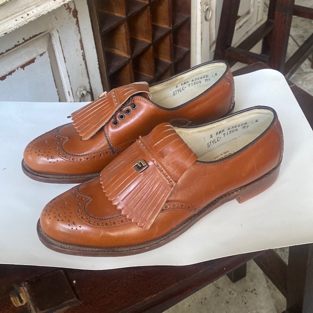 Vintage FootJoy 21st Century Tassel Golf Spikes Brown Shoes size 8 - Picture 2 of 7